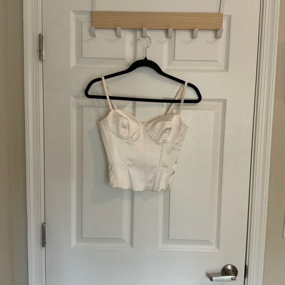 Aritzia Cream Satin Bustier Tank Top